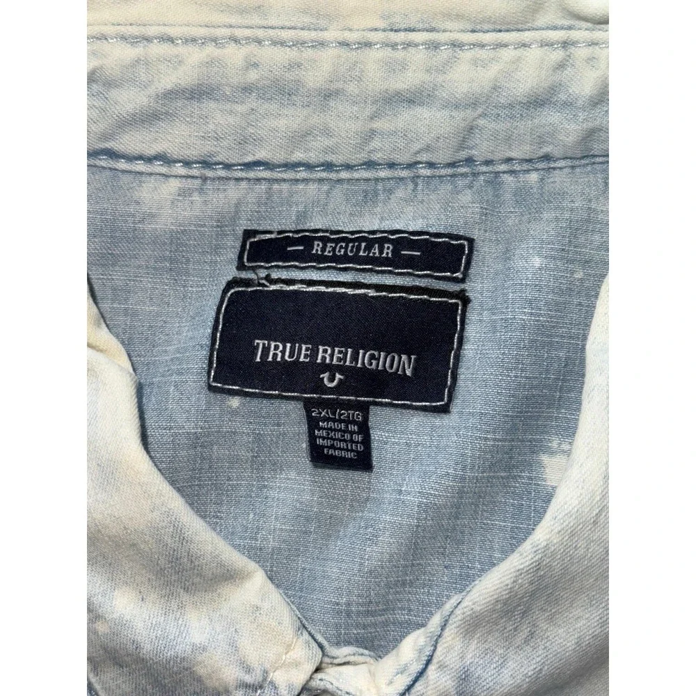 True Religion Men's Rocky Pearl Snap Denim Western Long Sleeve Shirt Size 2XL